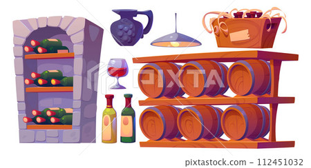 Wine cellar interior elements set 112451032