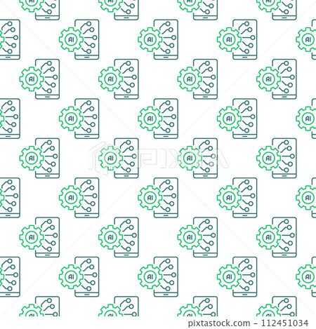 AI Smartphone with Cog Wheel vector Artificial Intelligence Settings outline Seamless Pattern 112451034
