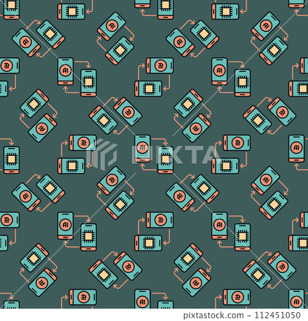 A pair of AI Smartphones vector Artificial Intelligence in Phones colored Seamless Pattern 112451050
