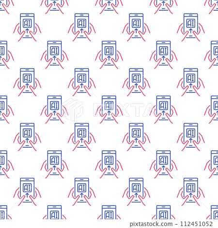Artificial Intelligence on Smartphone in Hands vector AI Seamless Pattern in thin line style Artificial Intelligence on Smartphone in Hands vector AI Seamless Pattern in thin line style 112451052