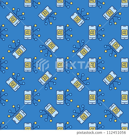 Artificial Intelligence Smart Phone Gadget vector AI Smartphone colored Seamless Pattern Artificial Intelligence Smart Phone Gadget vector AI Smartphone colored Seamless Pattern 112451056