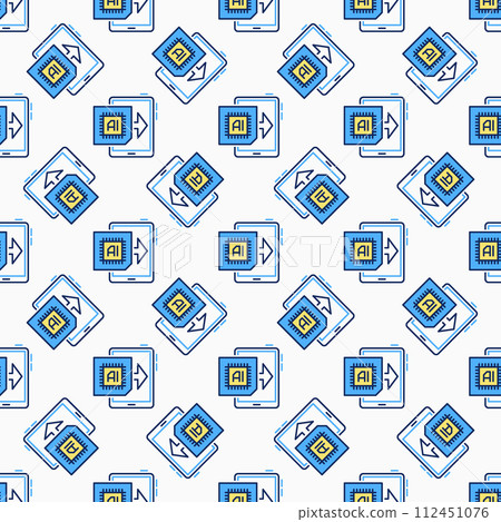 Artificial Intelligence in Tablet vector AI colored Seamless Pattern 112451076