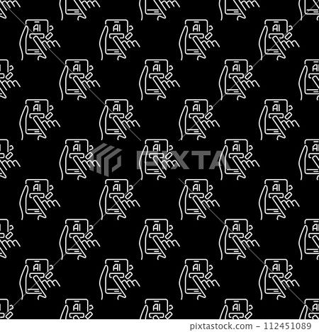 Hands Holding Smartphone with Artificial Intelligence vector AI Smart phone dark Seamless Pattern in thin line style Hands Holding Smartphone with Artificial Intelligence vector AI Smart phone dark Seamless Pattern in thin line style 112451089