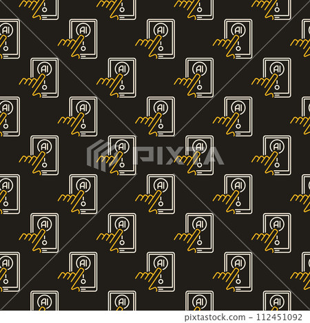 Hand touch Smart Phone with Artificial Intelligence vector AI Seamless Pattern in outline style Hand touch Smart Phone with Artificial Intelligence vector AI Seamless Pattern in outline style 112451092