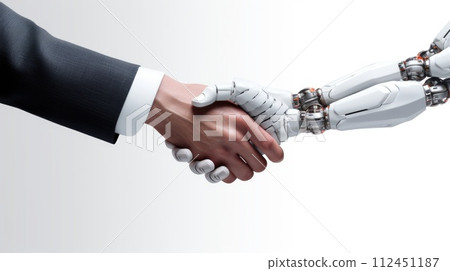 Synergistic collaboration: dynamic of mutual aid between cyborgs and humans, envisioning a harmonious partnership technology and humanity unite for shared goals, progress, and coexistence. 112451187