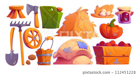 Vegetable farm design set isolated on white 112451228