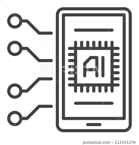 AI Smartphone Device vector Artificial Intelligence outline icon or symbol 112451276