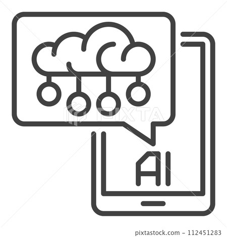 AI Smartphone with Speech Bubble vector Artificial Intelligence linear icon or symbol 112451283