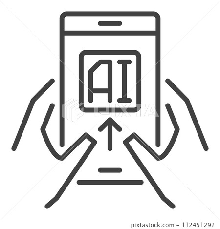 Artificial Intelligence on Smartphone in Hands vector AI icon or sign in thin line style 112451292