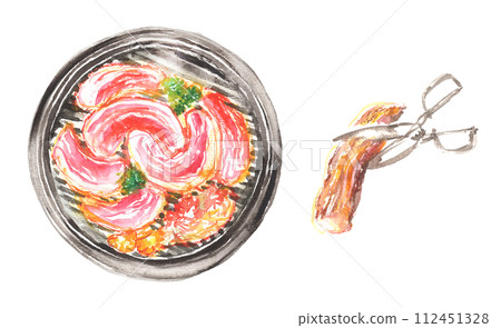 Illustration of samgyeopsal painted in watercolor 112451328