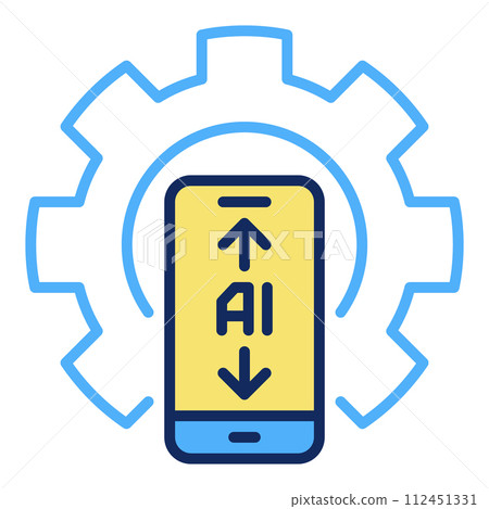 Gear with AI Smart-phone vector Artificial Intelligence in Phone Settings colored icon or design element Gear with AI Smart-phone vector Artificial Intelligence in Phone Settings colored icon or design element 112451331