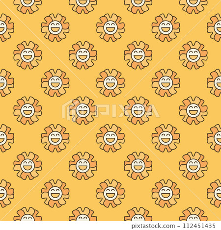 Groovy Funny Geometric Flower vector colored seamless pattern 112451435
