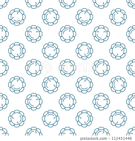 Happy Flower in a Hippie Groovy style vector minimalist thin line seamless pattern 112451446