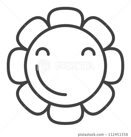 Happy Flower in a Hippie Groovy style vector minimalist thin line icon or symbol Happy Flower in a Hippie Groovy style vector minimalist thin line icon or symbol 112451558