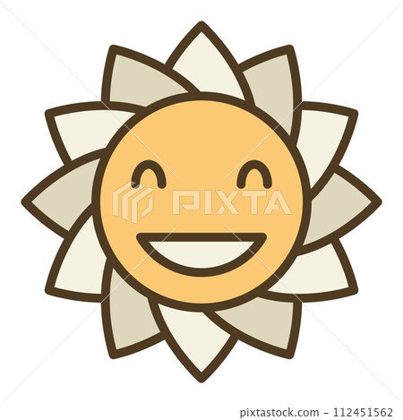 Hippie Smiling Flower vector Groovy Style colored icon or logo element Hippie Smiling Flower vector Groovy Style colored icon or logo element 112451562