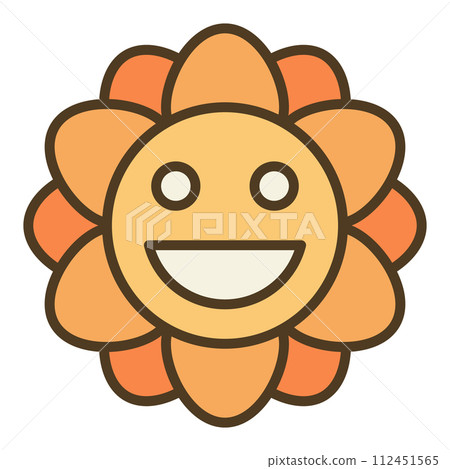Pretty Groovy Smiling Flower vector colored icon or design element Pretty Groovy Smiling Flower vector colored icon or design element 112451565