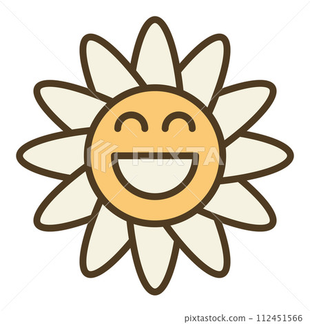Retro Funny Daisy Flower vector minimal colored icon or sign in Groovy style 112451566
