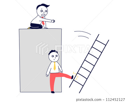 Businessman left behind after being removed from the ladder by a traitor 112452127