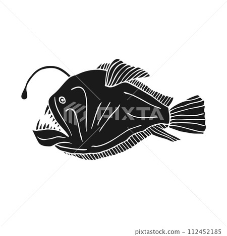 Vector hand drawn doodle sketch black angler fish Vector hand drawn doodle sketch black angler fish 112452185