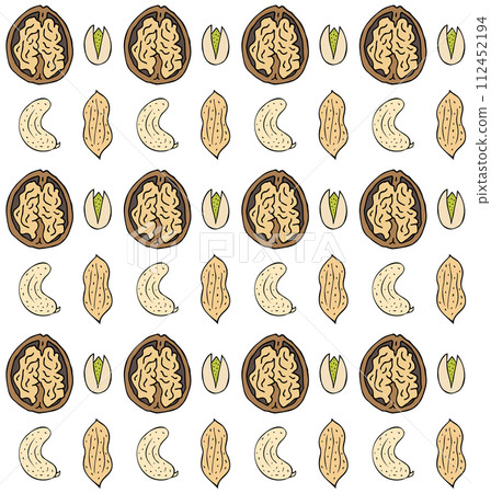Vector seamless pattern of hand drawn nuts 112452194