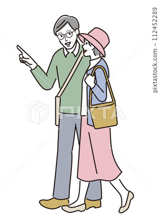 elderly couple walking 112452289