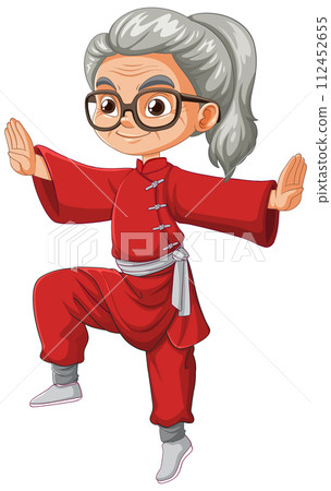 Elderly Woman Practicing Tai Chi Elderly Woman Practicing Tai Chi 112452655
