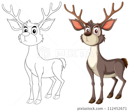 Friendly Cartoon Reindeer Side by Side 112452671