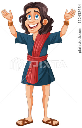 Cheerful Ancient Greek Character Welcoming 112452684