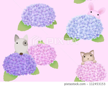 Hydrangea and animal seamless pattern B-4 Hydrangea and animal seamless pattern B-4 112453153