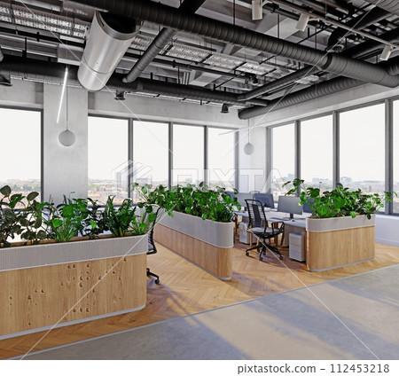 modern office interior with plants. 112453218