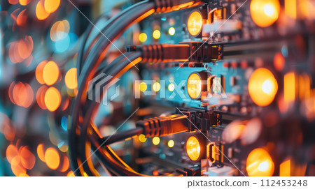 A bunch of wires with lights on them A bunch of wires with lights on them 112453248