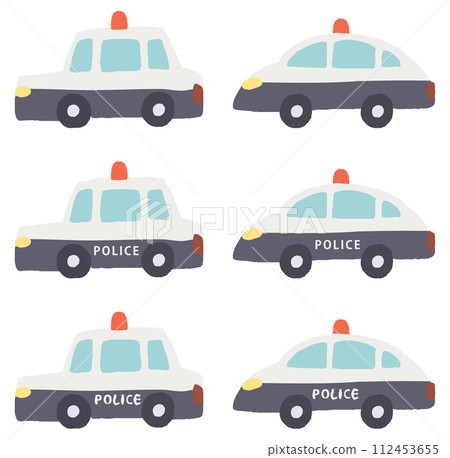 Hand drawn illustration set of police cars Hand drawn illustration set of police cars 112453655