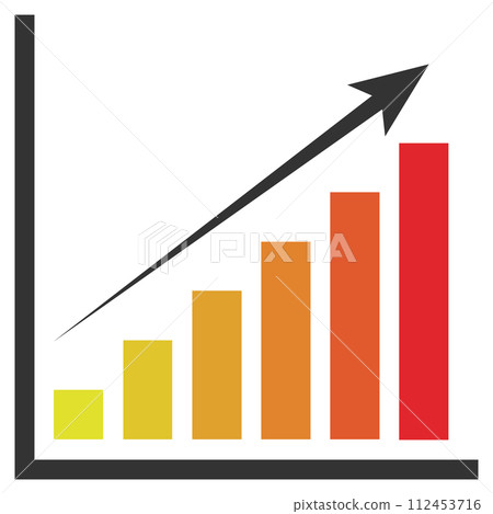 箭頭/長條圖/圖表/向上/增加趨勢/商業/插畫/素材/紅色 112453716
