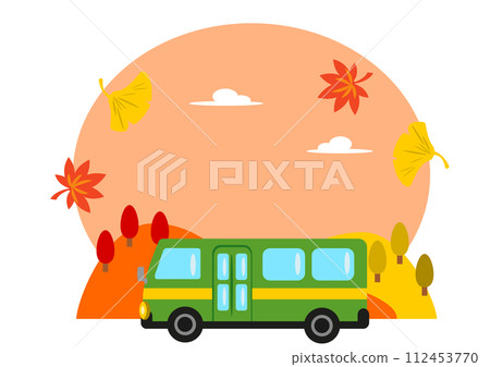 Autumn leaves and bus 112453770