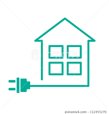 Icon of all-electric housing/equipment detached house Pictogram for real estate/construction/condominiums Symbol green Icon of all-electric housing/equipment detached house Pictogram for real estate/construction/condominiums Symbol green 112455270