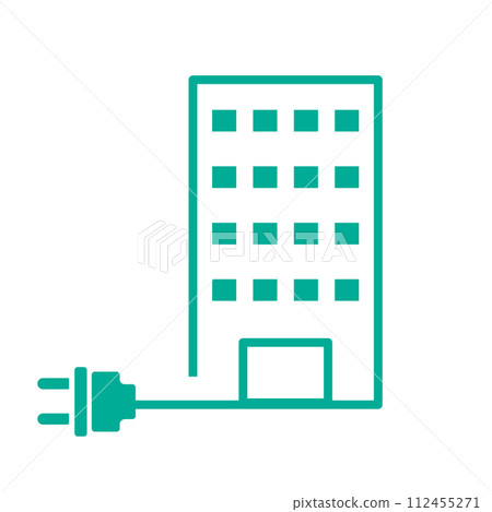 All-electrification icon for housing and equipment condominiums Pictogram for real estate, construction, and condominiums Symbol green 112455271