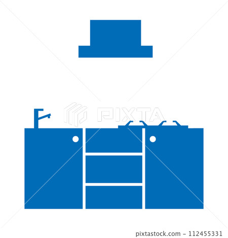 住房/設備面對面島廚房圖示房地產、建築和公寓的象形圖符號 112455331