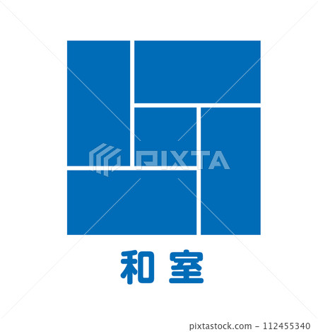 Housing, equipment, tatami, and Japanese-style room icons Pictogram symbol for real estate, construction, and condominiums 112455340