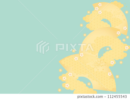 春天背景（扇子和櫻花）5-4個向量 112455543