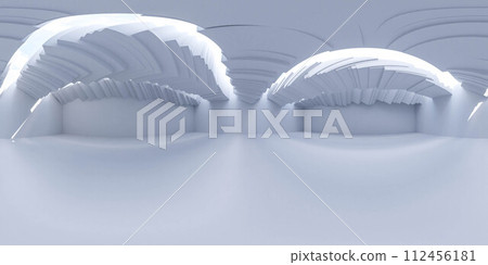 An empty room with white walls and ceiling 360 panorama vr environment map 112456181