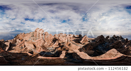 Majestic mountain range under cloudy sky 360 panorama vr environment map 112456182