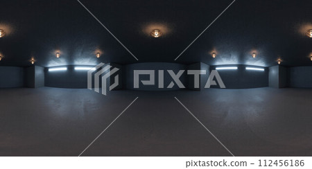 industrial design hall with Group of lights on wall 360 panorama vr environment map 112456186