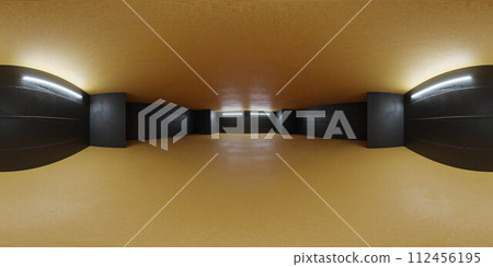 Room With orange ceiling and floor with Multiple Wall Lights 360 panorama vr environment map 112456195