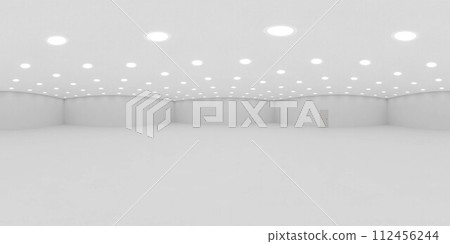 Bright white room with ceiling lights 360 panorama vr environment map 112456244