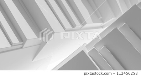 Row of white objects minimalistic design artwork 3d render illustration 112456258