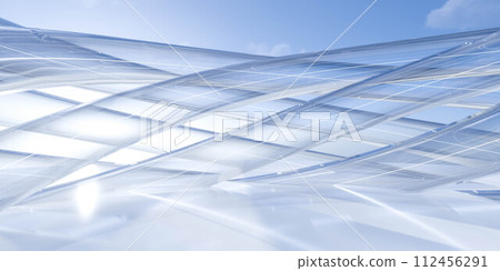Abstract blue sky with white glass architecture building wall background 3d render illustration Abstract blue sky with white glass architecture building wall background 3d render illustration 112456291