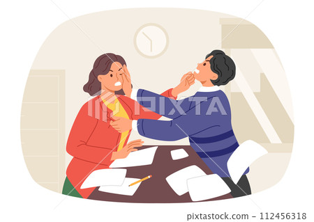 Fight between two colleagues in workplace, due to unfair pay or dispute over vacant position Fight between two colleagues in workplace, due to unfair pay or dispute over vacant position 112456318