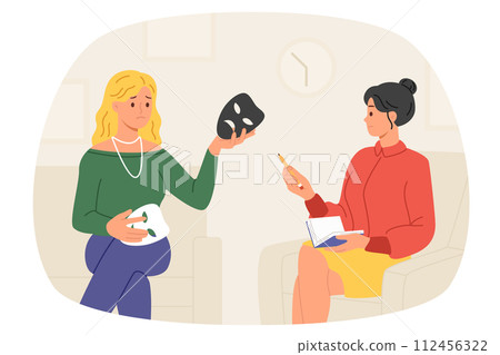 Woman psychiatrist advises woman trying to cope with psychological disorder and dipression 112456322