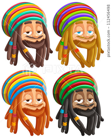 Colorful Rasta Characters Illustration Set Colorful Rasta Characters Illustration Set 112456498