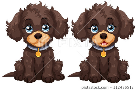 Adorable Cartoon Puppy Twins Adorable Cartoon Puppy Twins 112456512